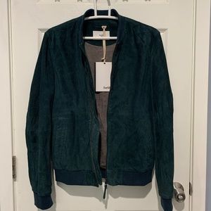 (SOLD) Goat Suede Bomber Jacket in Green (Vert Canard) by forlife-paris